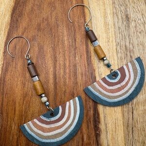Bohemian Wooden Fan Earrings